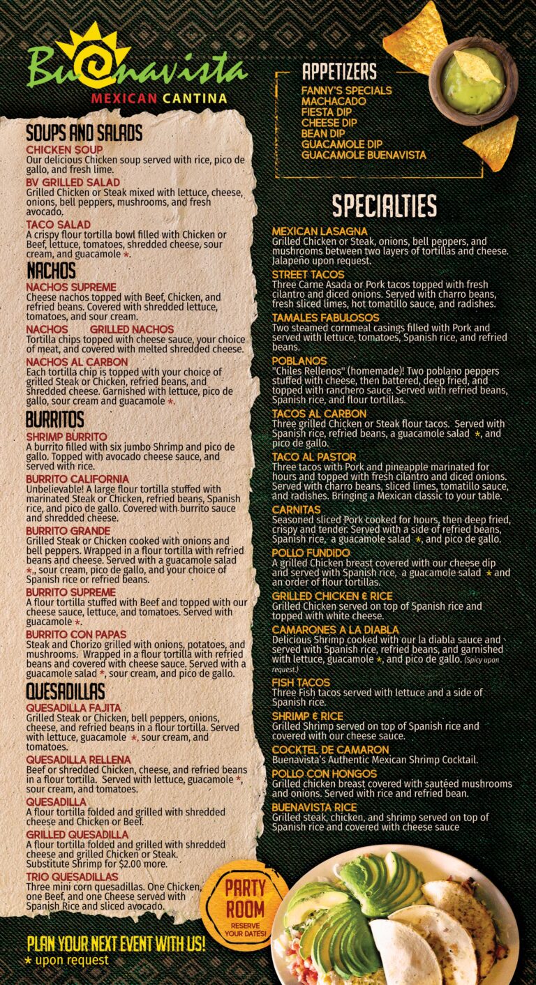 Scottsboro Menu – Buenavista Mexican Cantina